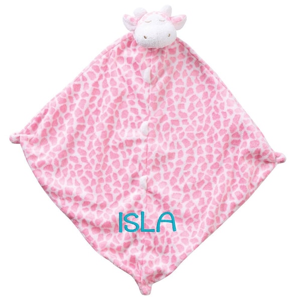 Personalized Angel Dear Pink Giraffe Baby Lovey Gift with FREE SHIPPING: Unique baby name security blanket, Custom new born lovie