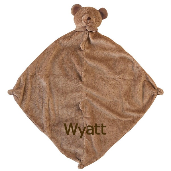 Personalized Angel Dear Brown Bear Baby Lovey Gift with FREE SHIPPING: Unique baby name security blanket, Custom new born lovie