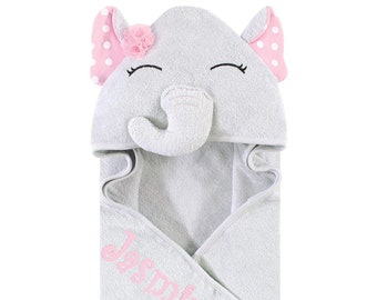 Personalized Gray with Pink Hooded Infant Towel with FREE SHIPPING: Unique baby name gift, Custom newborn gift