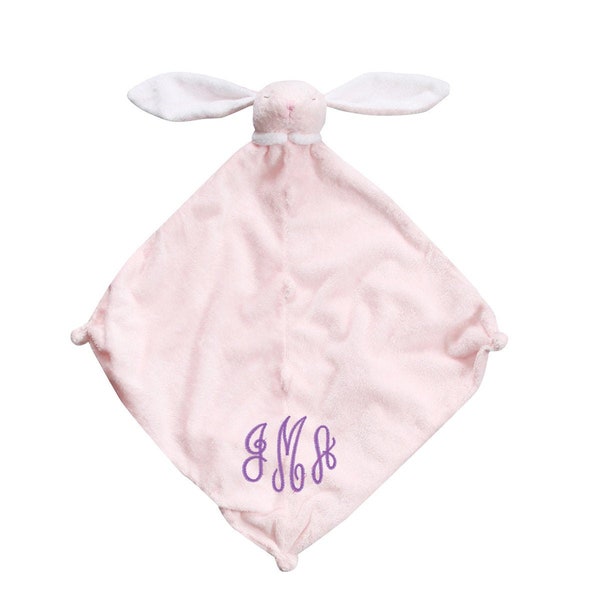 Personalized Angel Dear Pink Bunny Baby Lovey Gift with FREE SHIPPING: Unique baby name security blanket, Custom new born lovie