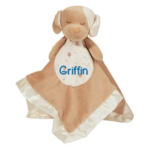 Personalized Auggie Puppy Lil&#39; Snuggler Lovie Security Blanket:  Embroidered animal blankie lovey with name