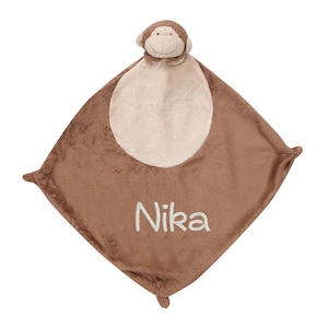 Personalized Angel Dear Brown Monkey Baby Lovey Gift: Unique baby name security blanket, Custom new born lovie