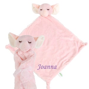 Personalized Zen-kies Pink Elephant Baby Lovey Gift: Unique baby name security blanket, Custom new born lovie