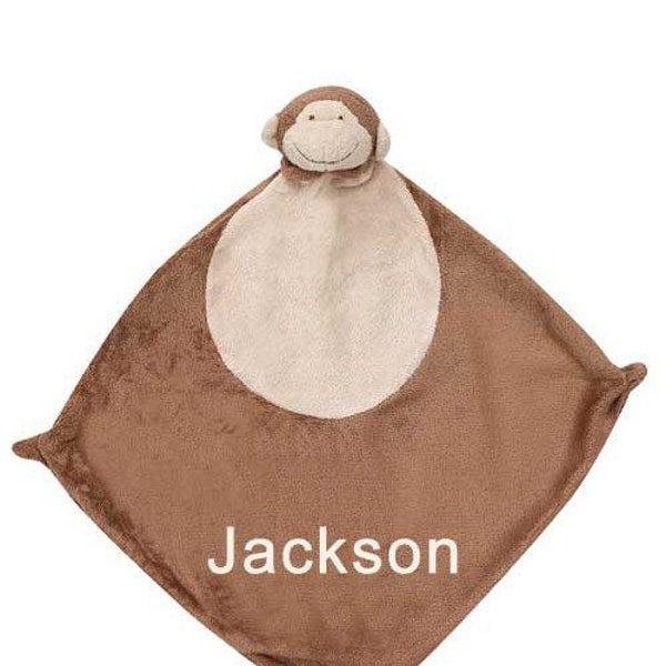 Personalized Angel Dear Brown Monkey Baby Lovey Gift with FREE SHIPPING: Unique baby name security blanket, Custom new born lovie