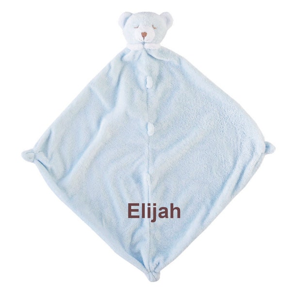 Personalized Angel Dear Blue Bear Baby Lovey Gift with FREE SHIPPING: Unique baby name security blanket, Custom new born lovie