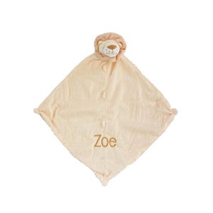 Personalized Angel Dear lion baby lovey, cashmere-soft fabric, lightweight and cozy design for newborns and toddlers. Lightweight and travel-friendly – perfect for diaper bags and strollers. Each lovie is carefully packaged and ready for gifting.