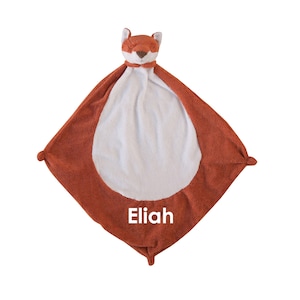 Personalized Angel Dear Red Fox Baby Lovey Gift: Unique baby name security blanket, Custom new born lovie