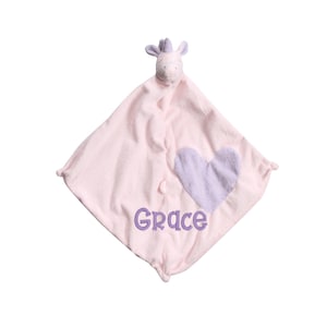 Personalized Angel Dear Pink Unicorn Baby Lovey Gift: Unique baby name security blanket, Custom new born lovie