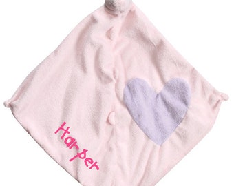 Personalized Angel Dear Pink Unicorn Baby Lovey Gift Unique Baby Name Security Blanket Custom New Born Lovie Etsy