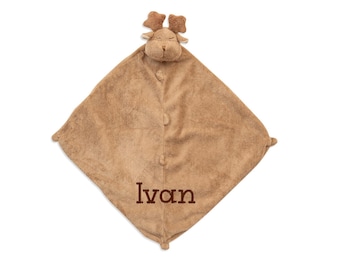 Angel Dear Moose Lovie, personalized animal blankie, lovey, animal security blanket, animal with name