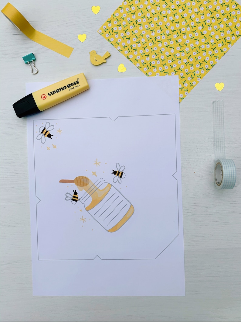 printable-cute-bee-letter-writing-set-penpal-paper-etsy