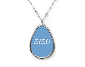 SISU Oval Necklace / Finnish Necklace / Finnish Jewelry / SISU Necklace / SISU Jewelry / Finnish Gift for Mom / Finnish Mother's Day Gift