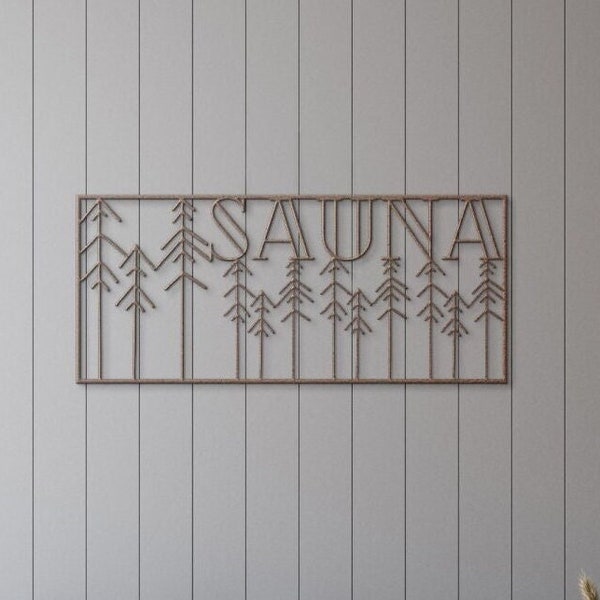 Sauna Metal Sign with Pine Trees / Sauna Accessories / SISU Sign / Finnish Sign / Finnish Metal Sign / Sauna Gift / Finnish Home / Suomi