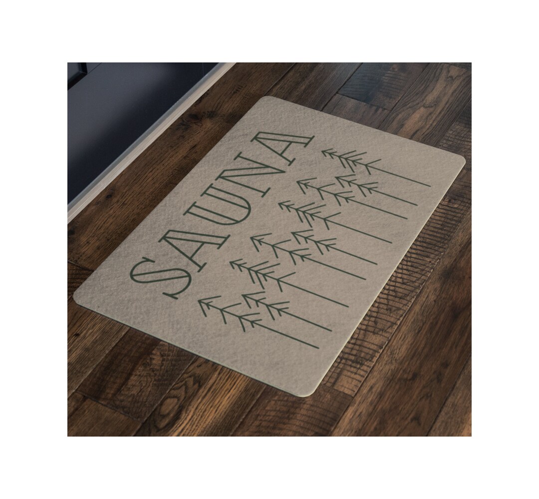 Sauna Doormat With Pine Trees / Sauna Decor / Sauna Forest Green