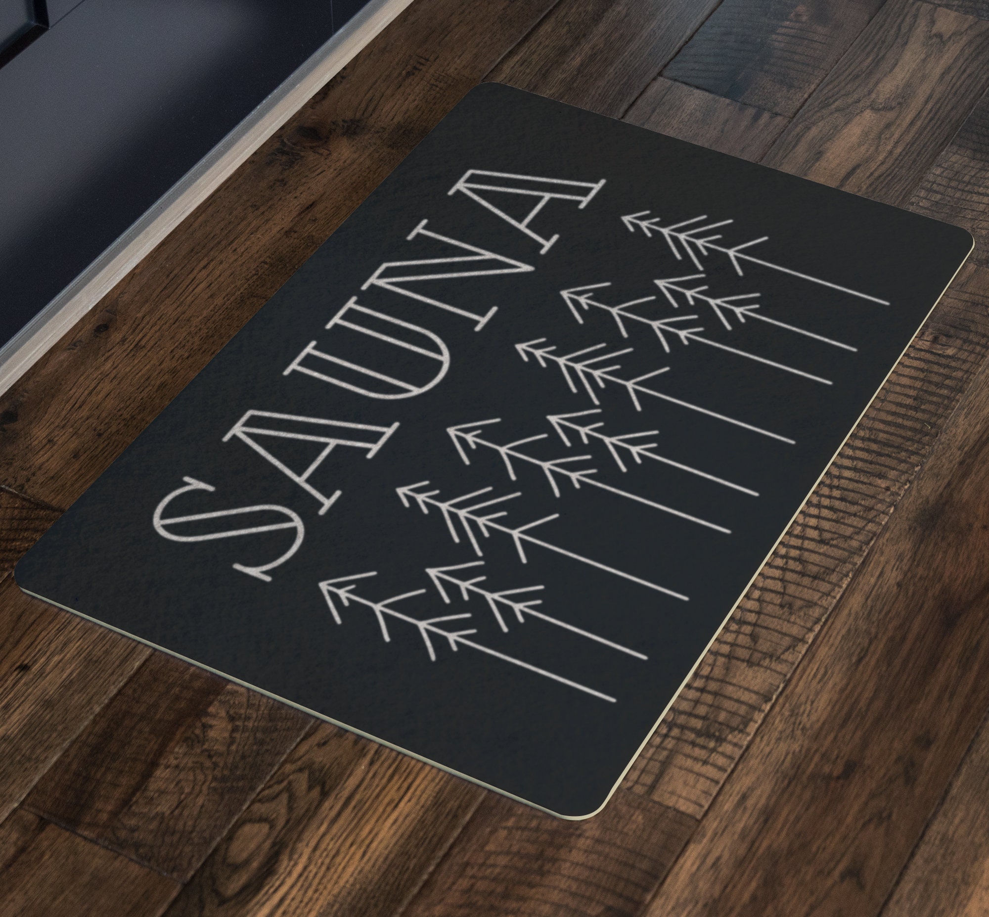 Sauna Doormat With Pine Trees / Sauna Decor / Sauna Forest Green