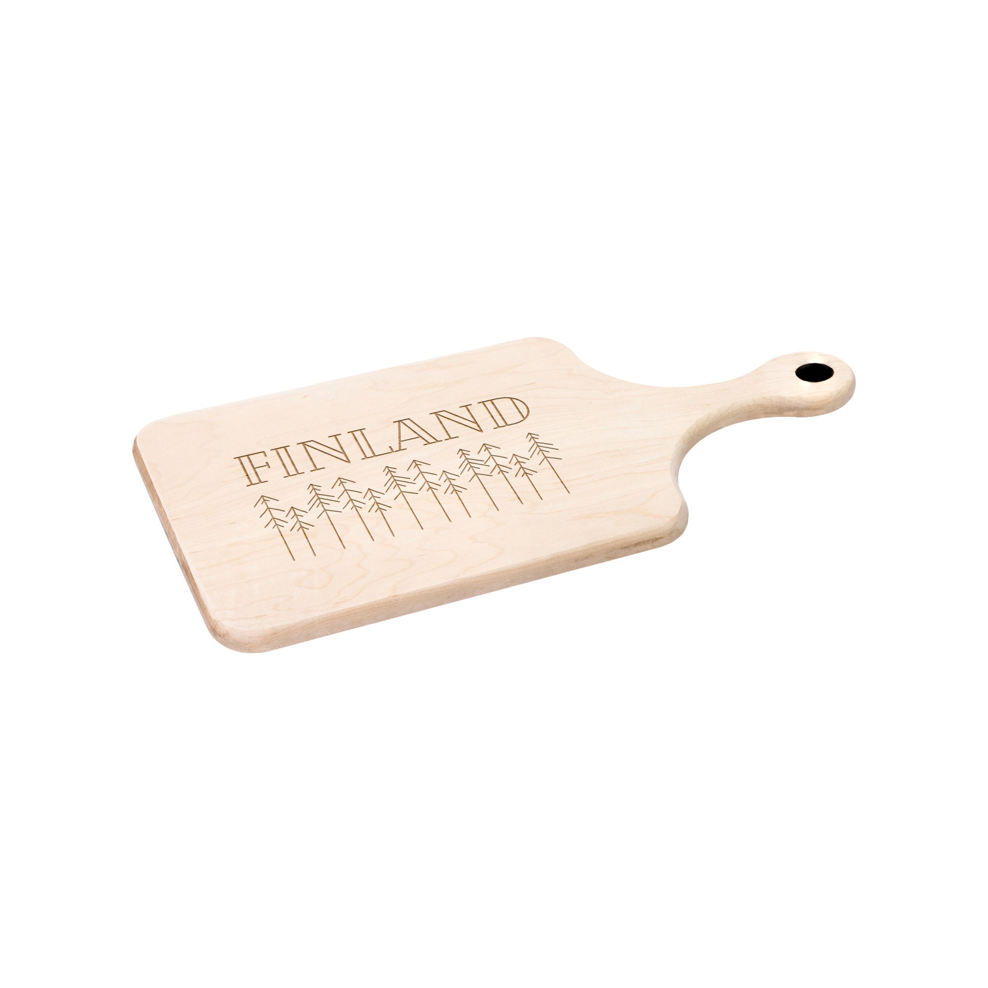 Finland With Pine Trees Wood Paddle Cutting Board / Finnish Cutting