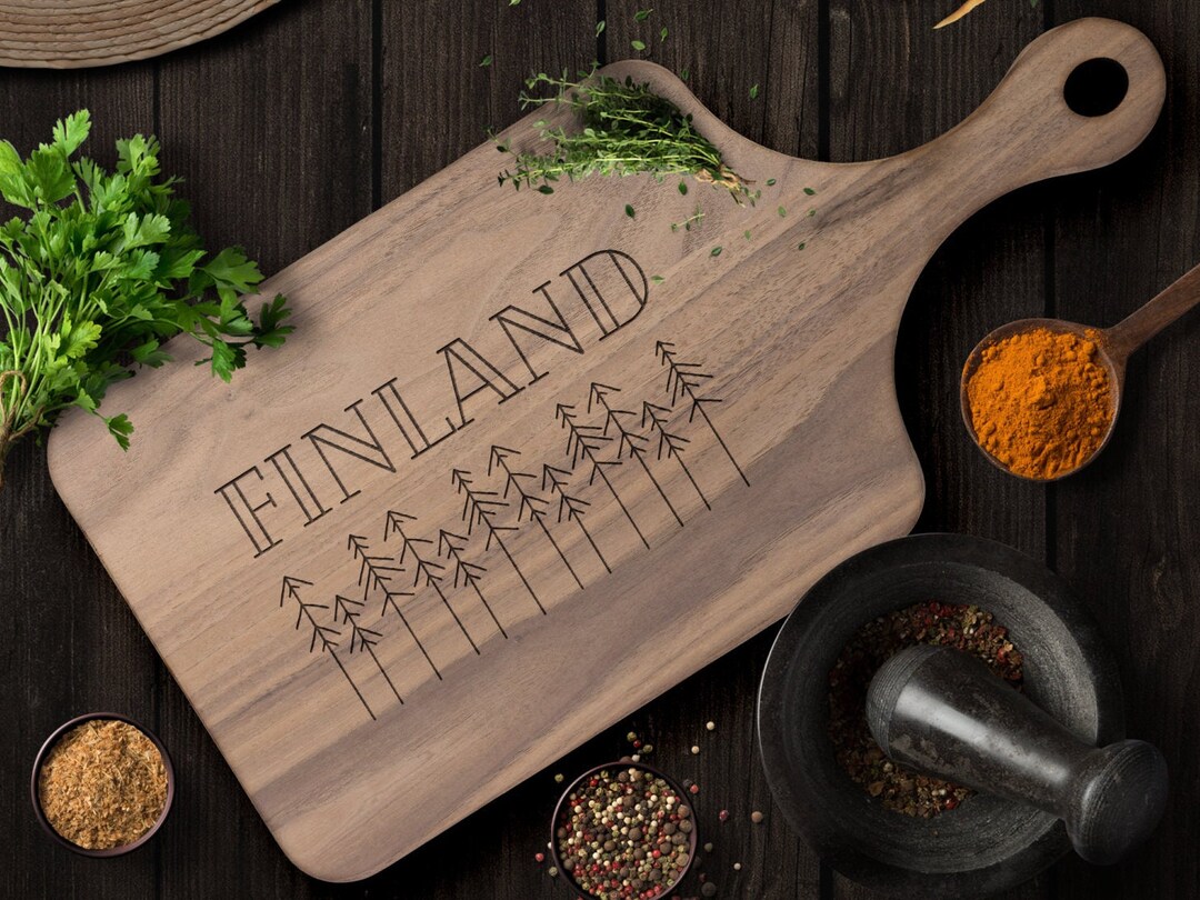 Finland With Pine Trees Wood Paddle Cutting Board / Finnish Cutting