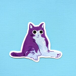 Sticker en vinyle Chat joufflu grincheux, cadeau pour amoureux des chats, autocollants mignons, lot d'autocollants en vinyle mat chat, carnet de croquis, bouteille, autocollant pour ordinateur portable