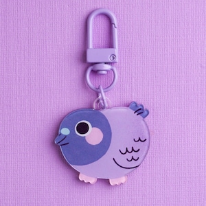 Miniduva-nyckelring - Söt rolig lila duva-nyckelring i akryl med hängande tillbehör för nycklar, väska, kläder, nyckelringsring, dekoration