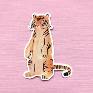 Tiger Confused, Tiger Lover Gift, Cute Stickers, Tiger Glossy Vinyl Sticker Set, Cute Bottle, Laptop, Sketchbook Stickers