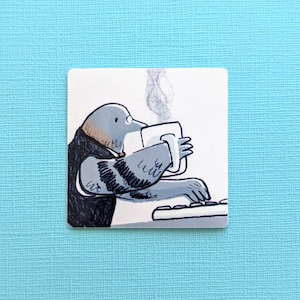 Pegatinas de Mr Pigeon, regalo para amantes del café y la paloma, juego de pegatinas de vinilo brillante, para portátil, cuaderno de bocetos y botella.