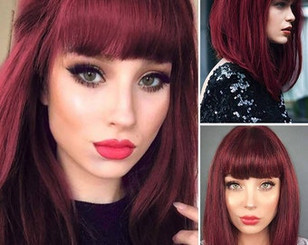 Dark Red Wig Etsy