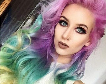 Rainbow Lace Wig Etsy