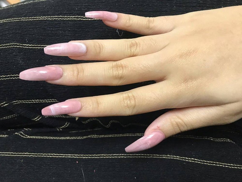 Pink Marble Stilleto NailsCoffin NailsArtificial NailsPress on NailsFalse NailsCoffin NailsLong NailsBeautiful Nails
