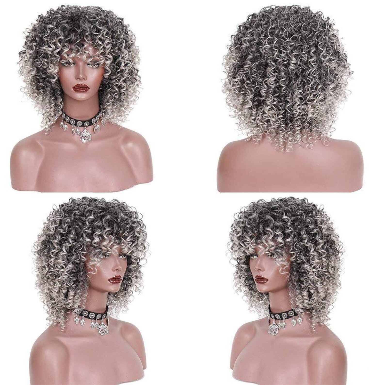Salt and Pepper Gray/ Kinky Curly Wig/Wi Exquisite Black Short Etsy