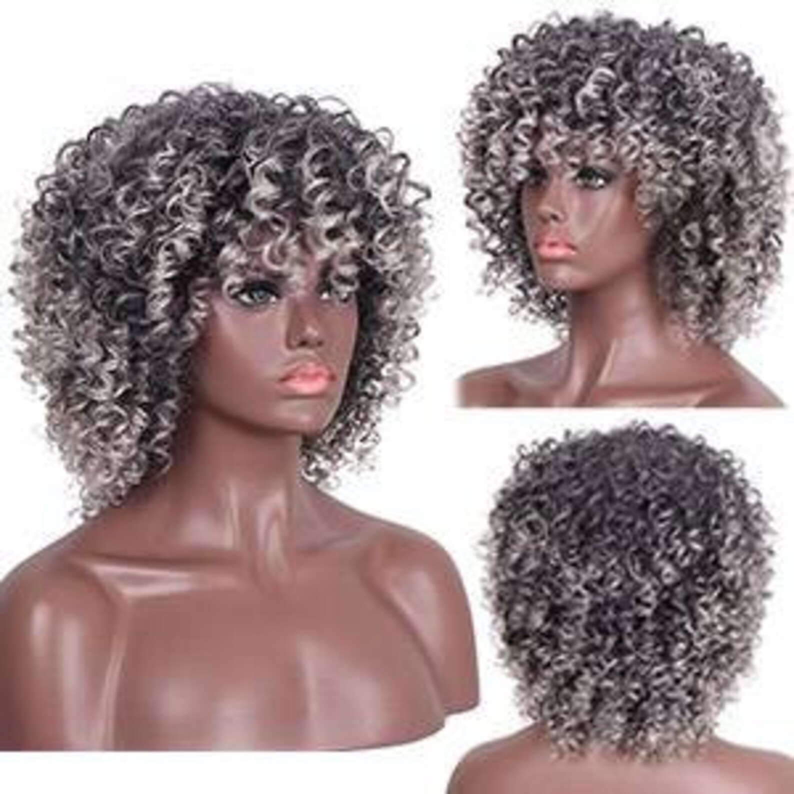 Salt and Pepper Gray/ Kinky Curly Wig/Wi Exquisite Black Short Etsy