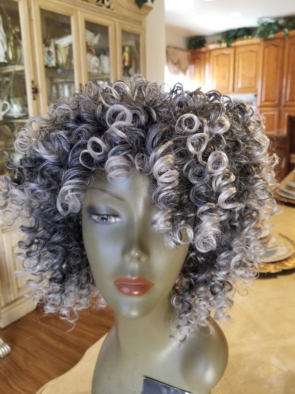 Salt and Pepper Gray/ Kinky Curly Wig/Wi Exquisite Black Short Etsy