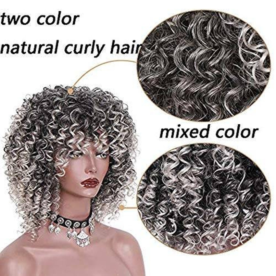 Salt and Pepper Gray/ Kinky Curly Wig/Wi Exquisite Black Short Etsy