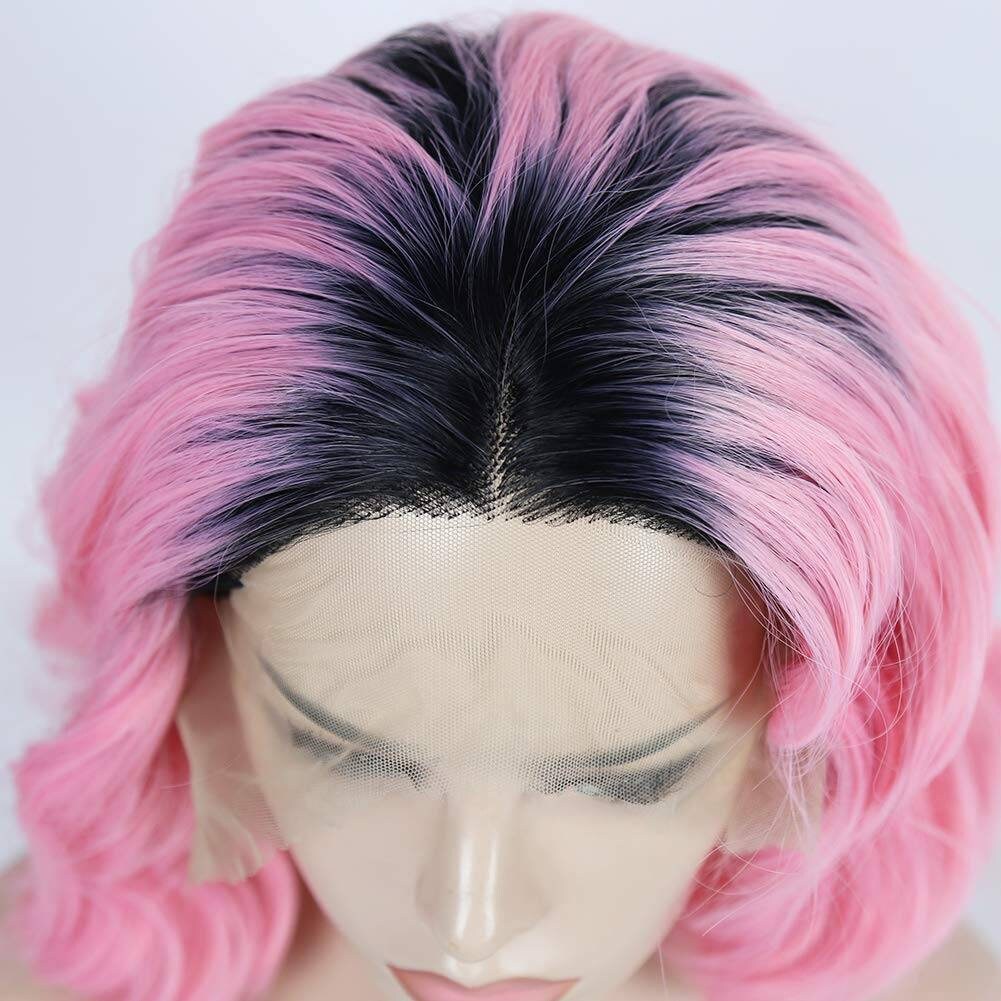 Ombre Black Pink Lace Front Wig Etsy
