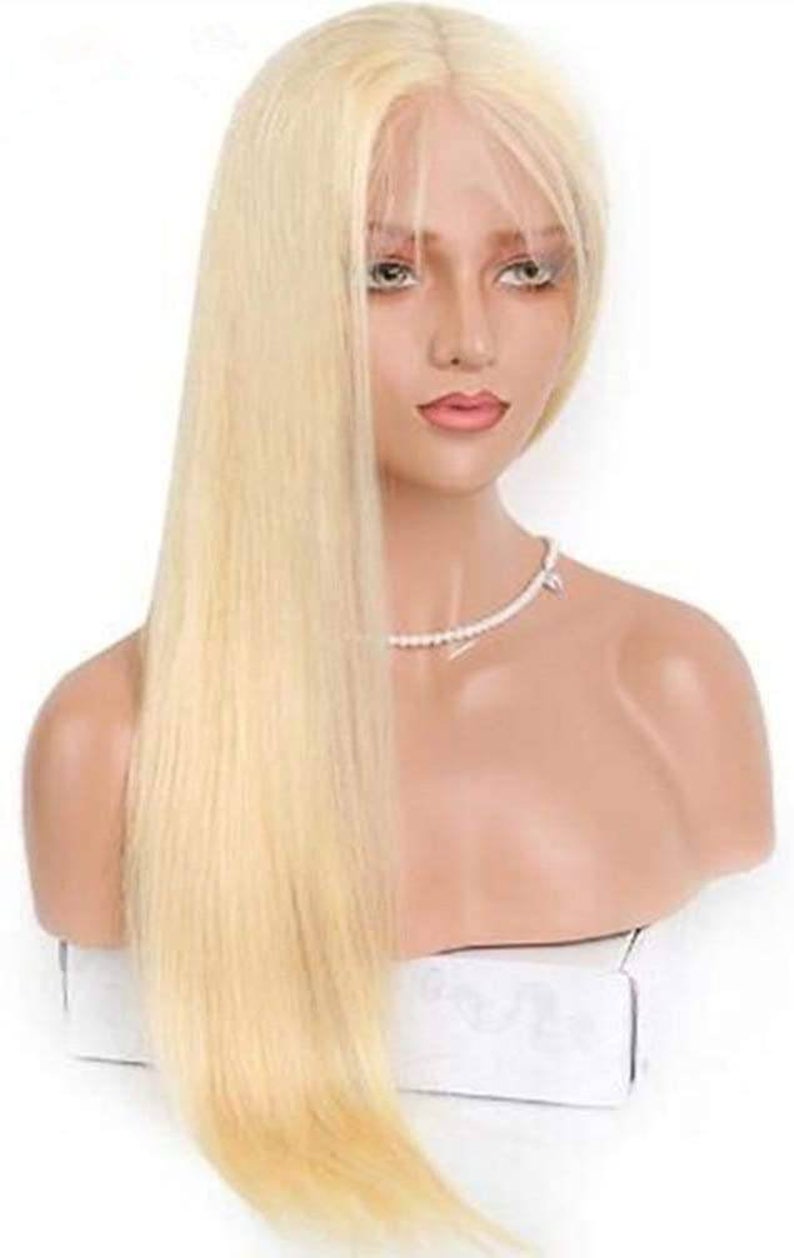 Blonde Human Hair Full Lace Wig 2022 Inches Part Anywhere Etsy