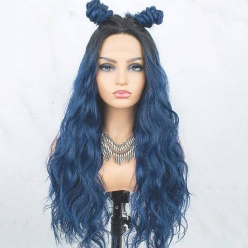 Ombre Black Blue//Wavy// Lace Front Wig//Beautiful//Wig Etsy