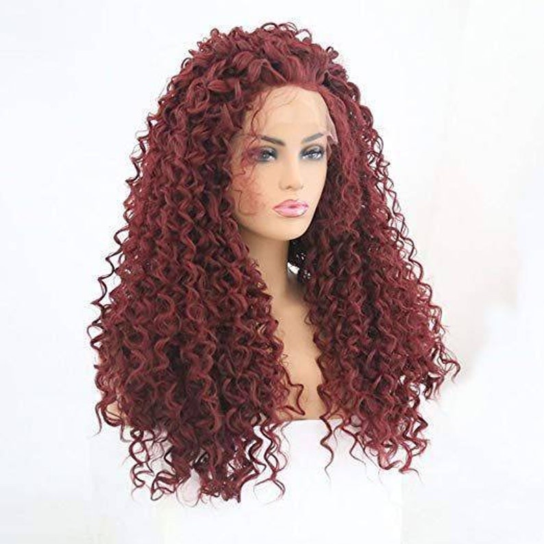 Red Curly Lace Front Wig - Etsy