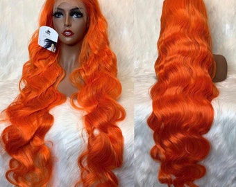 Copper Red Wavy BeautyWig// Human Hair/ Lace Front Wigs// Beautiful//Stunning// Brazilian Remy//Wig//Glueless/ Wave//Natural//40-45 inches