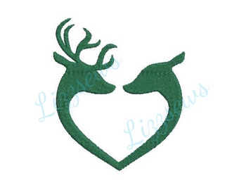 Reindeer heart embroidery design