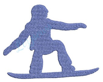 Snowboarder shadow embroidery design