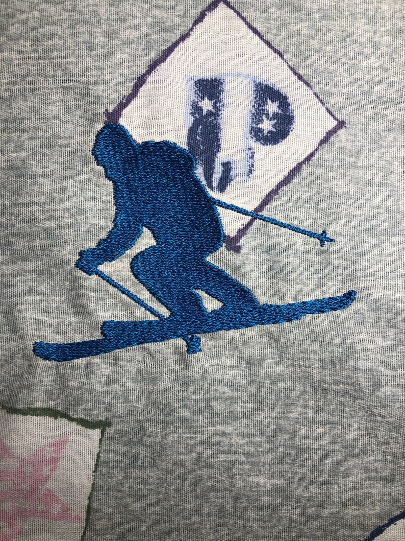 Skier shadow embroidery design image 2