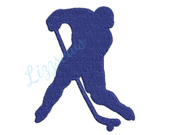 Hockey player shadow embroidery design