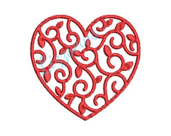 Decorative heart embroidery design