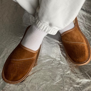 Chinelos de couro masculino feitos à mão, sandálias, chinelos, preto, couro genuíno, alta qualidade