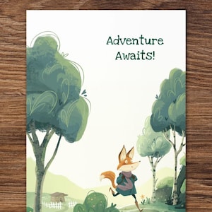 Carte mignonne d'aventure de renard | d'encouragement et carte de vœux pour un nouveau chapitre | Carte de voyage 4x6