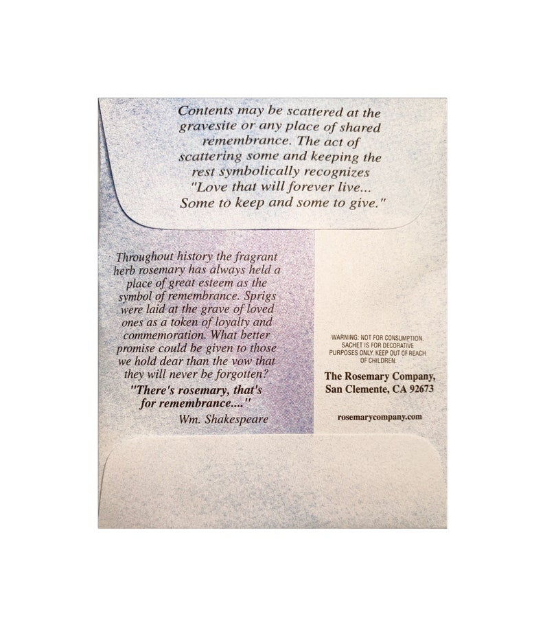 Rosemary Memorial & Sympathy Packets Etsy
