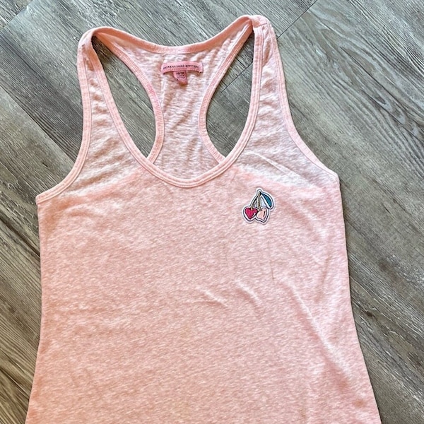 Restyled Cherry Peach Racerback, Size XS, American Eagle Women's Scoop Tank, Workout Tank Top, Athleisure - Free Ship