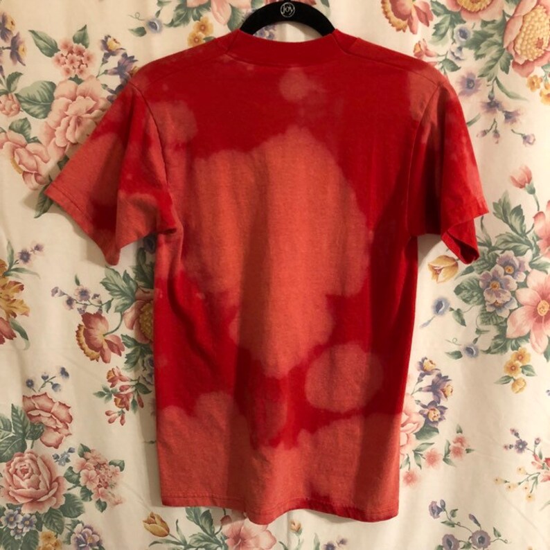 red white grunge distressed style FREE SHIP- Restyled Nebraska upcycled womens style t shirt size M football tailgate bleach splatters