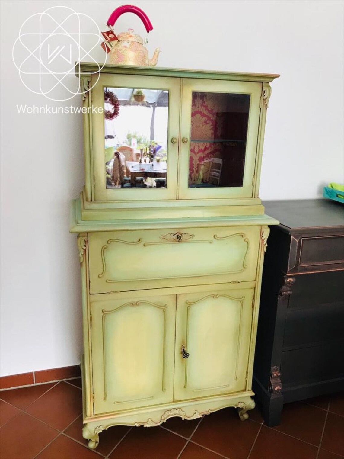 Rokoko Verde Buffetschrank Highboard Vitrine Kommode shabby | Etsy