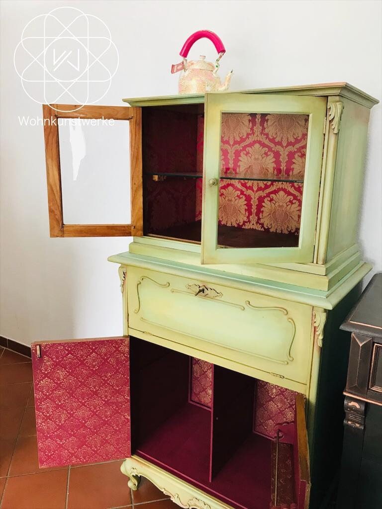 Rokoko Verde Buffetschrank Highboard Vitrine Kommode shabby | Etsy