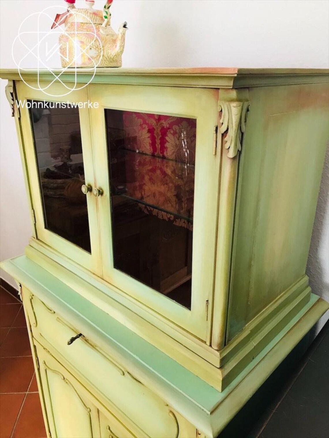 Rokoko Verde Buffetschrank Highboard Vitrine Kommode shabby | Etsy